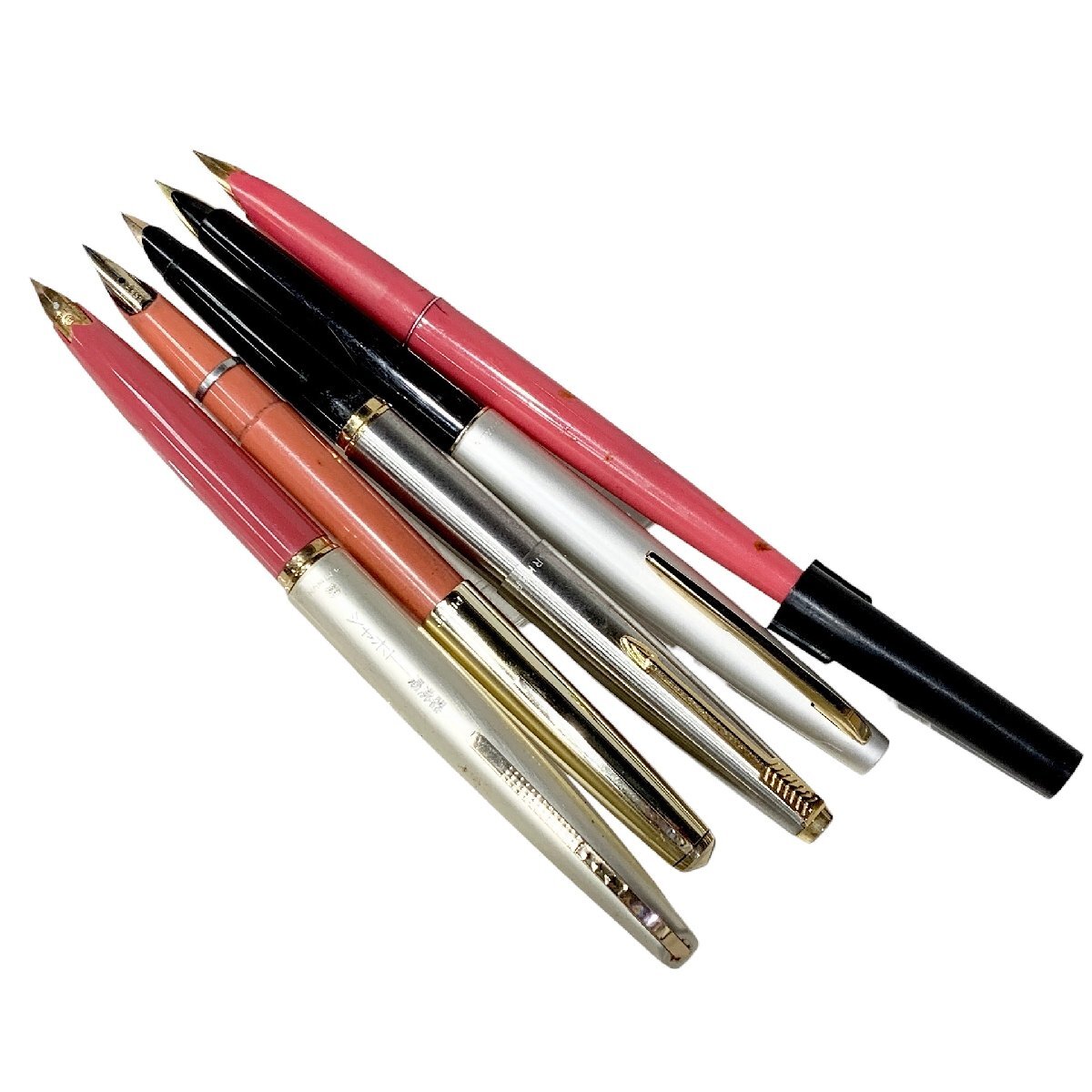 PLATINUM プラチナ 万年筆 文房具 PILOT パイロット/PARKER パーカー/Teikin 18K 5点 おまとめ ジャンク品 こねこ便420 蘇や(MMY423)