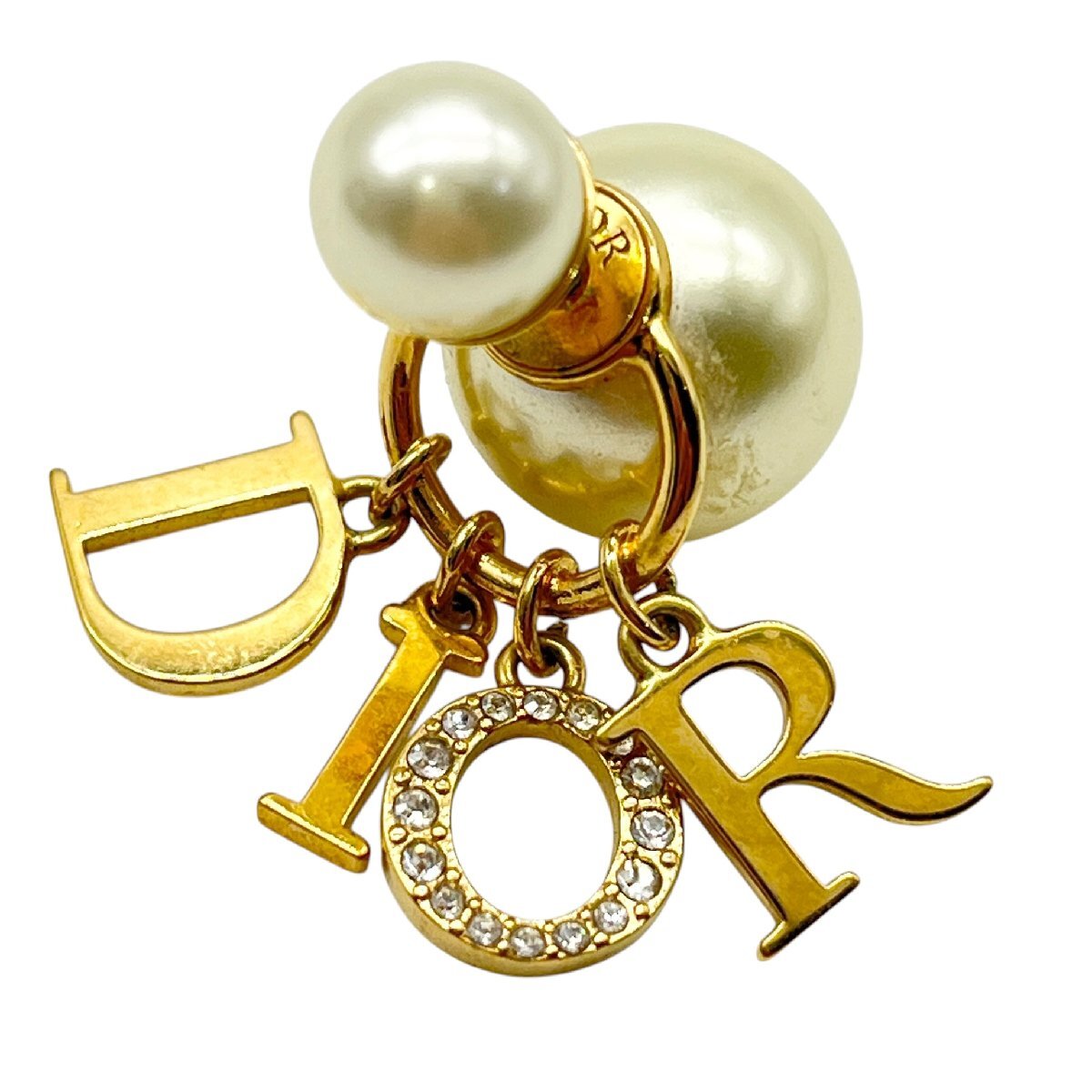 Christian Dior　ディオール　アクセサリー　ピアス　パール　ラインストーン　チャーム　中古品　こねこ便420　蘇や(BBY3577)