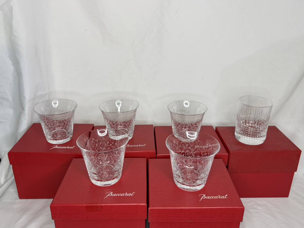 Baccarat バカラ 6個まとめ ローハン ロックグラス 蔓草模様 5個 ナンシー 1個　Y3-12048-UF10