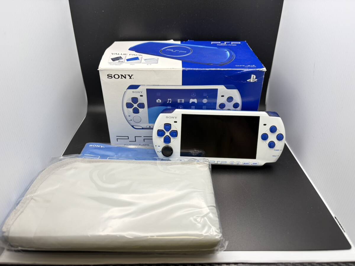 SONY ソニー PSP PlayStation Portable PSP-3000 バリューパック ホワイト ブルー　通電確認済み バッテリー無し　Y-1049