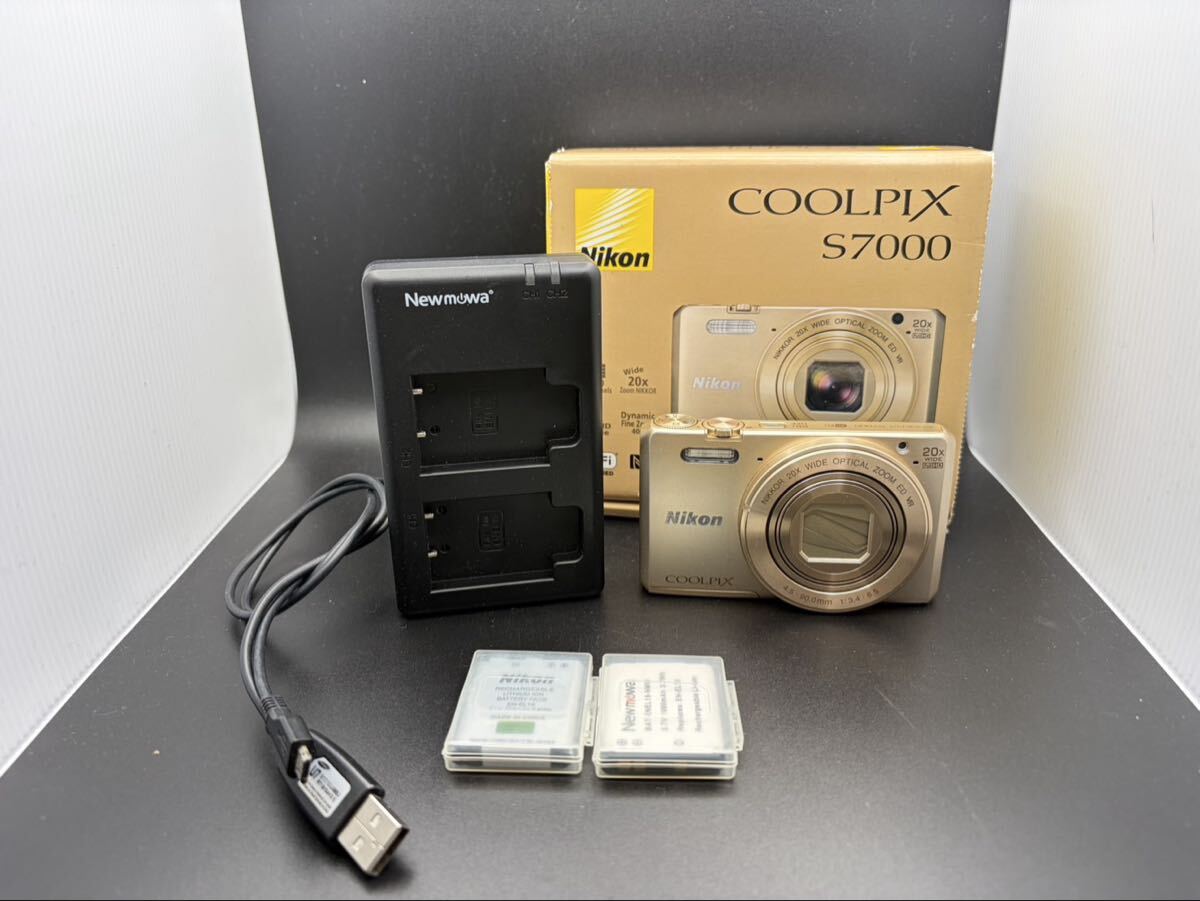 Nikon ニコン COOLPIX クールピクス コンパクトデジタルカメラ S7000 ゴールド デジカメ　予備バッテリー有　通電動作確認済