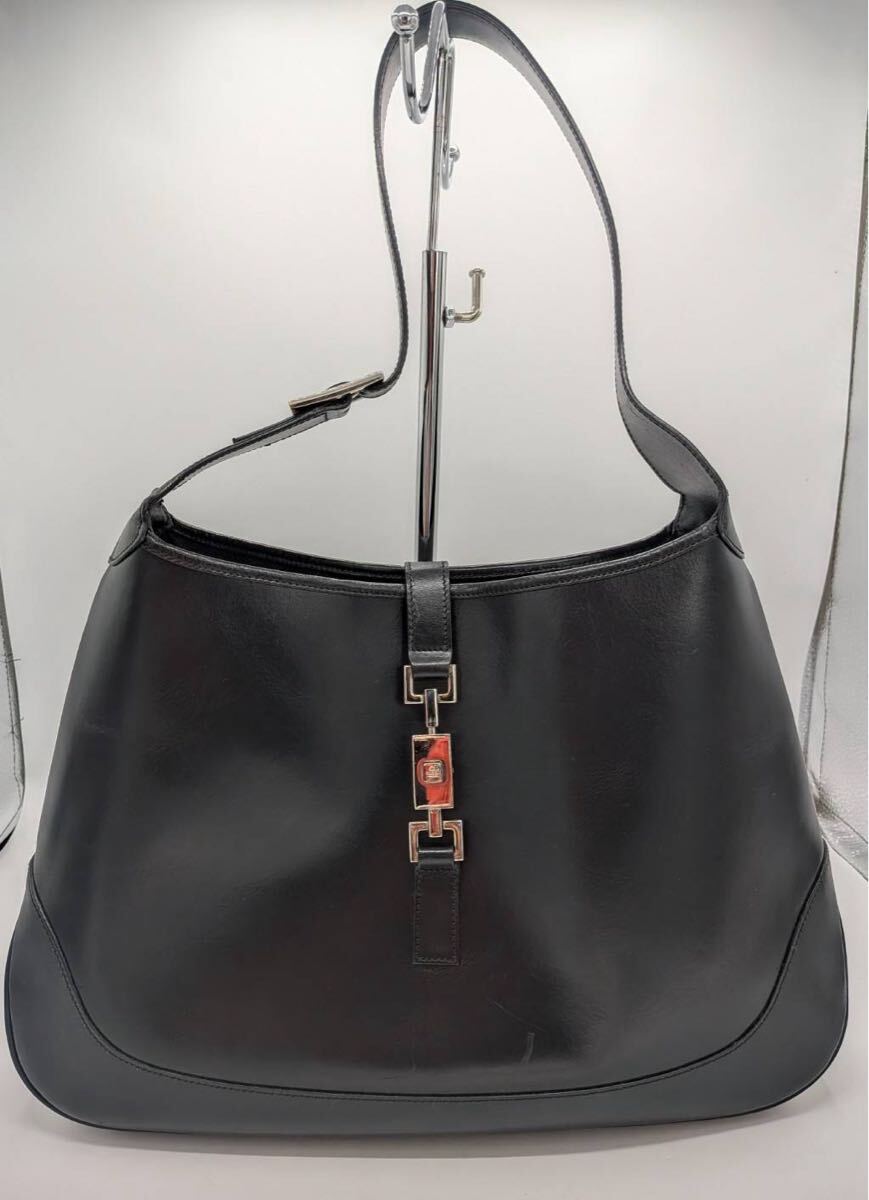 GUCCI グッチ ジャッキー ワンショルダーバッグ レザー ブラック 001.3346.001998 Y1-12174-UF10縦19cm 横31cm マチ9cm