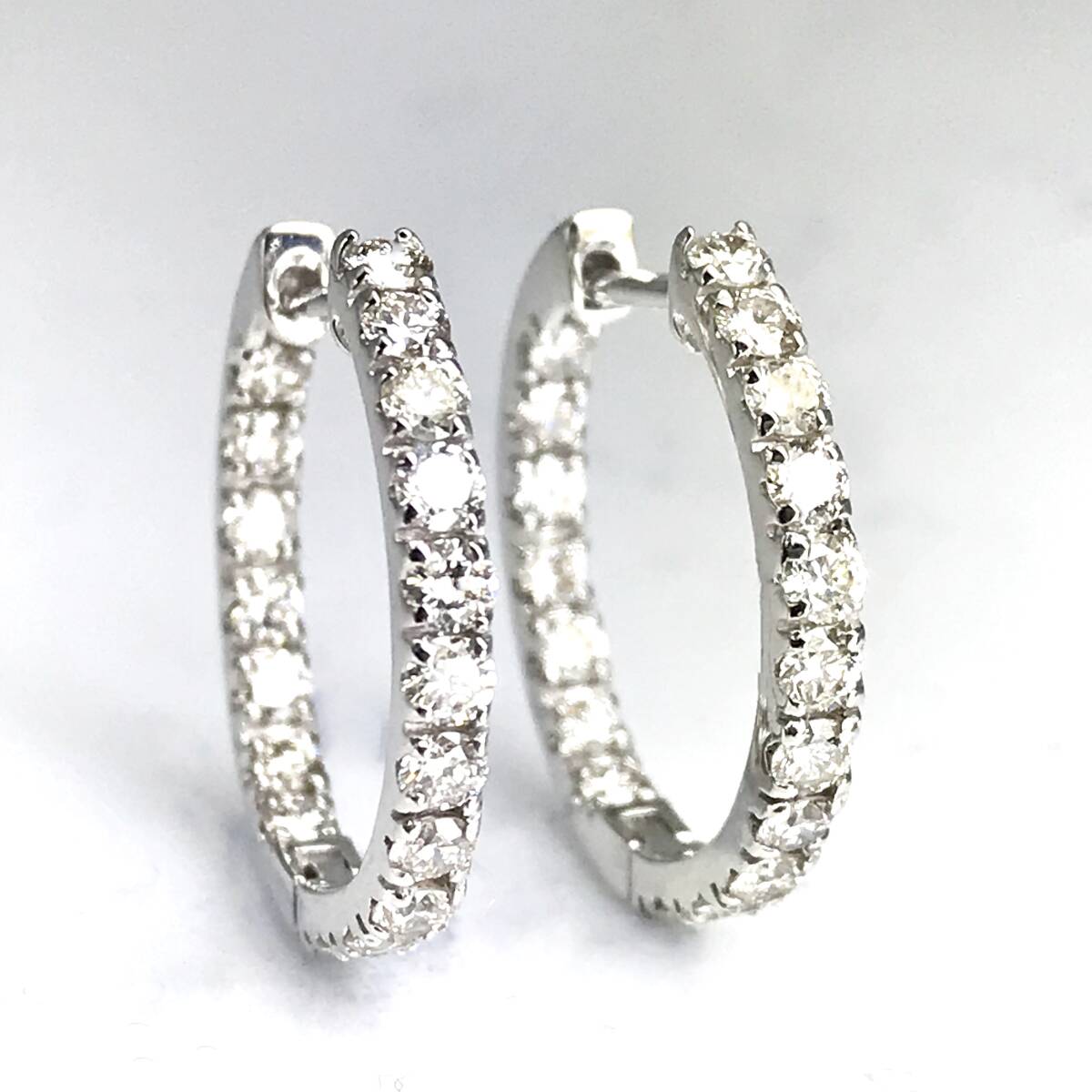 計1.00ct 天然ダイヤモンド　中折れ式エタニティフープピアス　PT900