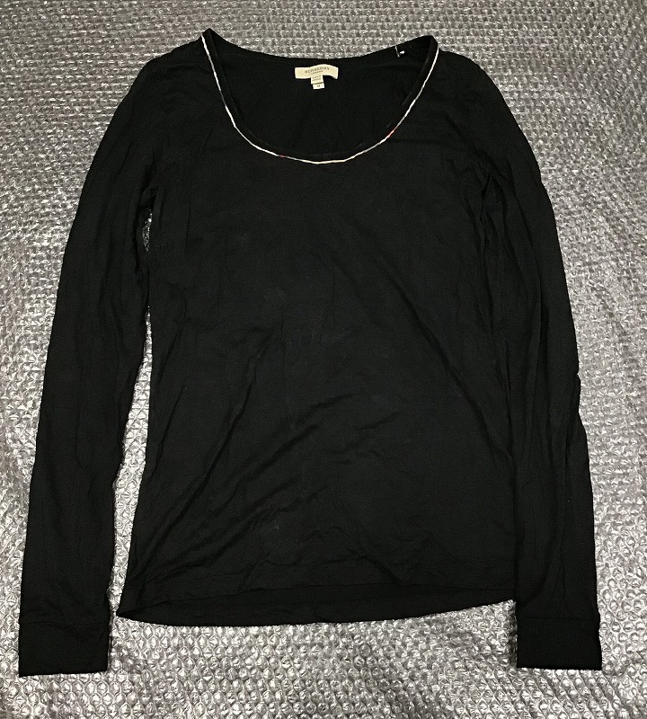 #6606 BURBERRY LONDON バーバリー ロンドン Mサイズ 無地 Tシャツ 長袖 ブラック 黒 レディース シンプル ノバチェック