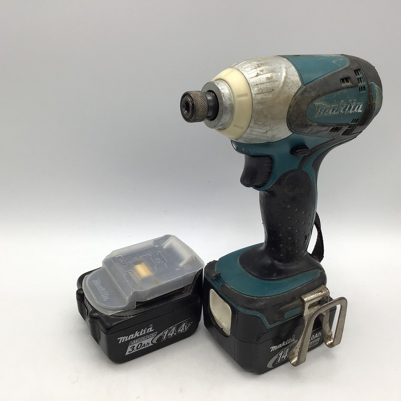 #6538 makita マキタ 14.4v充電式インパクトドライバー TD131DZ バッテリーBL1430B計2個付 通電/動作確認済み 工具 電動工具