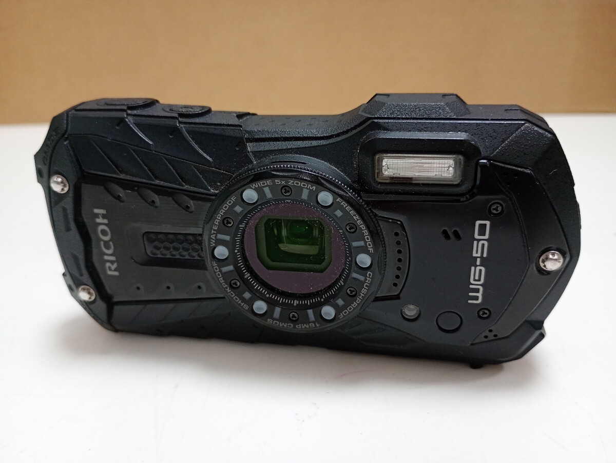 【0622F】【100円スタート】 RICOH WG-50 リコー ブラック 防水 防塵 耐衝撃 耐寒 コンパクト デジタルカメラ 動作未確認 リコーデジカメ