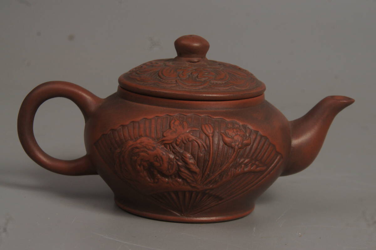 唐物　朱泥急須　後手茶壺　紫砂　中国宜興　茶器　煎茶道具