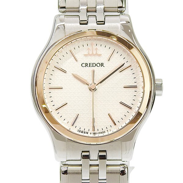 1円 稼働 セイコー SEIKO 4J85-0A20 クオーツ クレドール コンビ シルバー文字盤 SS/K18YG×SS レディース 腕時計