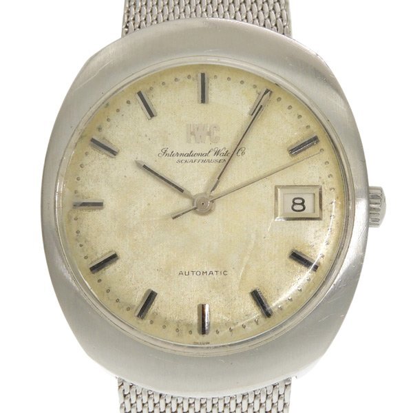 1円 稼働 IWC 自動巻き シャフハウゼン 魚リューズ シルバー文字盤 SS×SS メンズ 腕時計