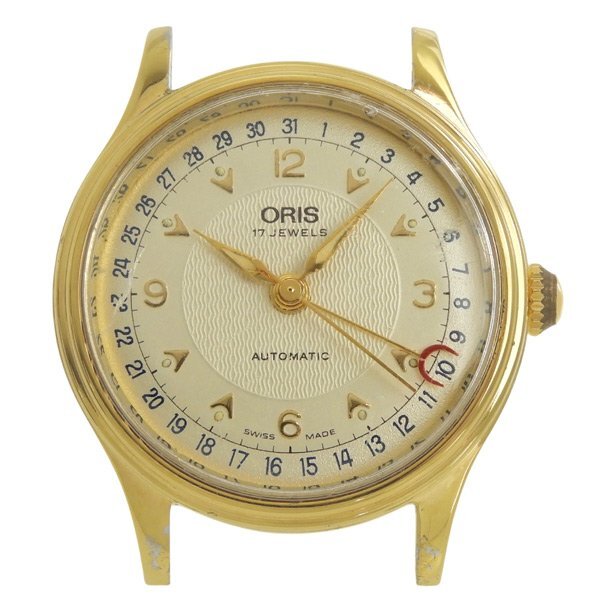 1円 稼働 オリス ORIS 7458-45 自動巻き ポインターデイト クリーム文字盤 GP ボーイズ 腕時計