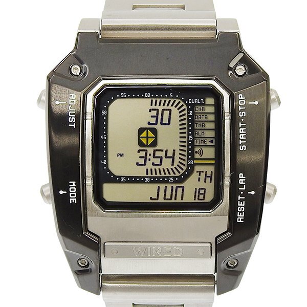1円 稼働 セイコー SEIKO W865-KX00 クオーツ ワイアード 黒文字盤 SS×SS メンズ 腕時計