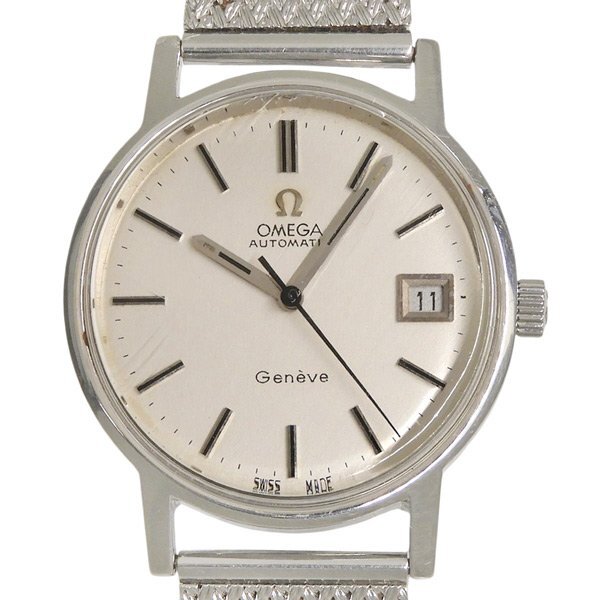 1円 訳あり オメガ OMEGA 自動巻き ジュネーブ デイト シルバー SS×SS メンズ 腕時計