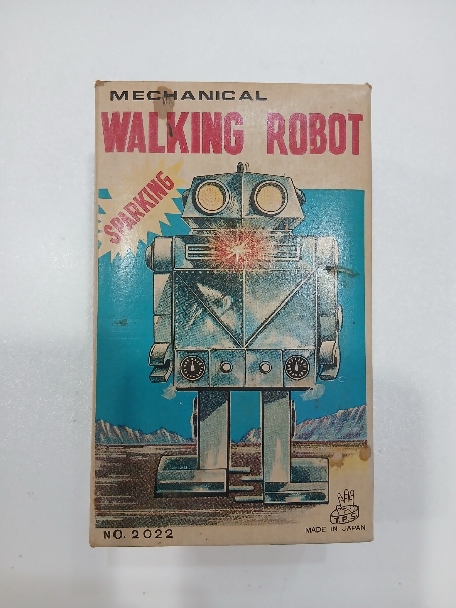M306045　当時物　WALKING ROBOT　SPARKING　シルバー　箱付