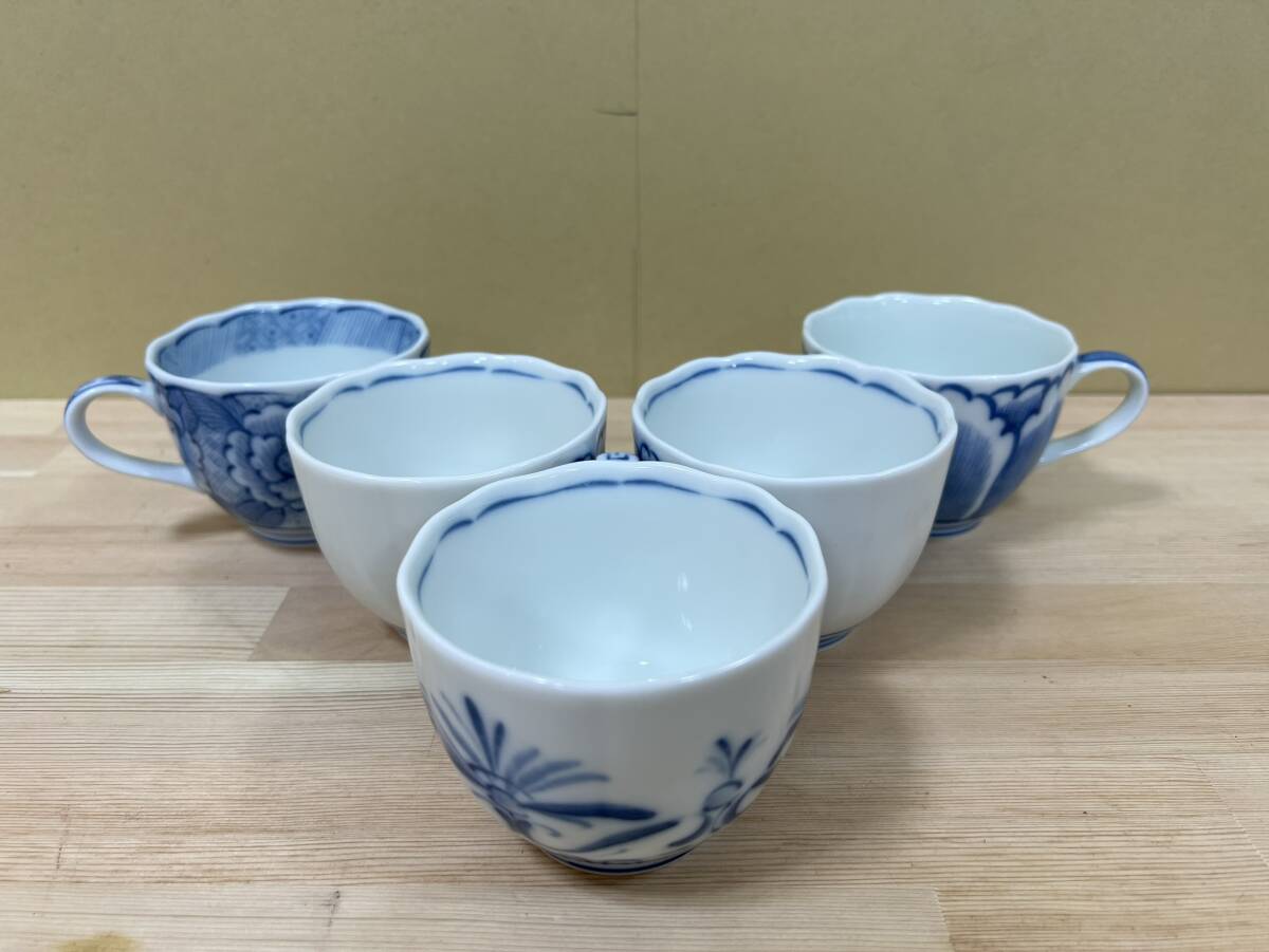 NIKKO ティーカップ HIROKO KOSHINO HK 5客 セット 花柄 藍がさね 茶器 陶器 食器 日本製 現状品 ニッコー コシノヒロコ