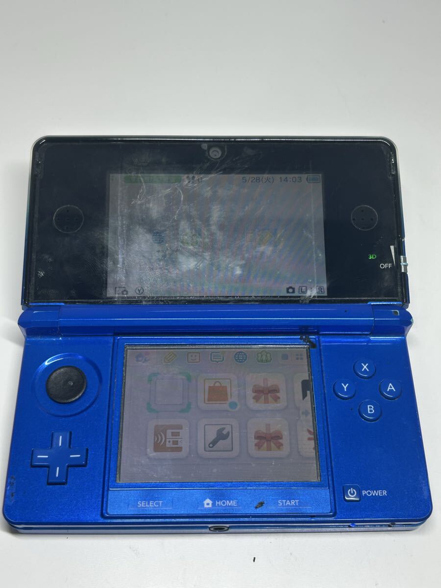 171【現状品】 Nintendo 3DS CTR-001 コバルトブルー ニンテンドー 本体 ロック有り タッチペン欠品 ジャンク 通電〇 中古 1円～