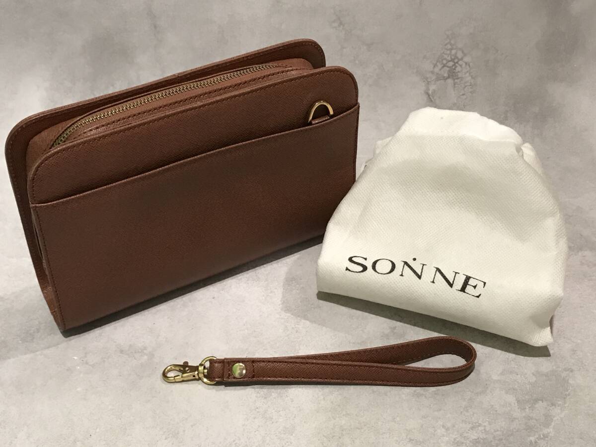 【美品】SONNE セカンドバッグ ハンドバッグクラッチバッグ 本革 レザー