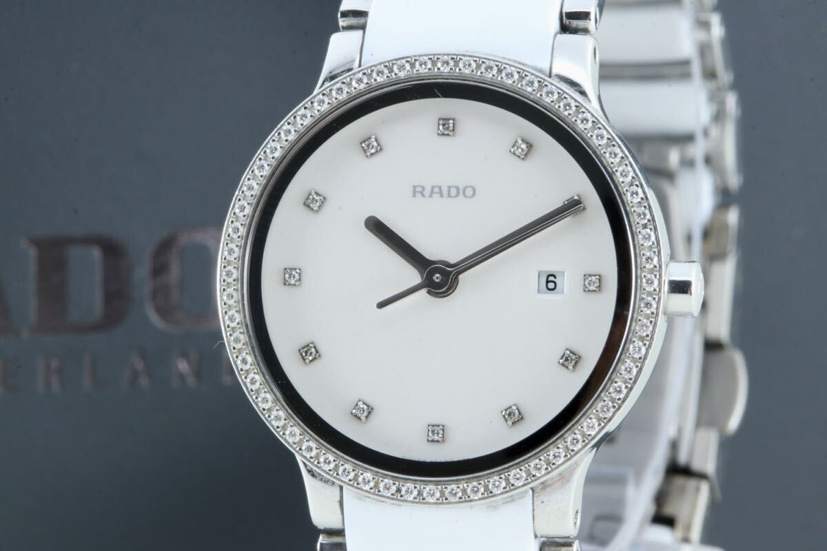 (元箱付、,とても綺麗) RADO ラドー CENTRIX セントリクス ダイヤモンド 12P 元箱、ギャランティ、取説付き クオーツ 