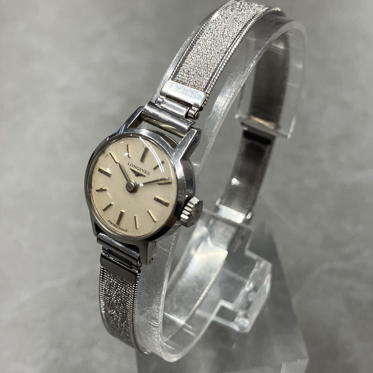 LONGINES ロンジン アイボリー文字盤 手巻き式 腕時計 アンティーク シルバーカラー 
