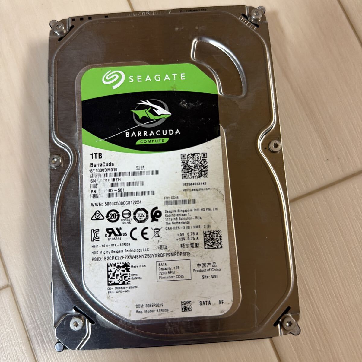 SEAGATE BarraCuda SATA HDD 1TB 動作品