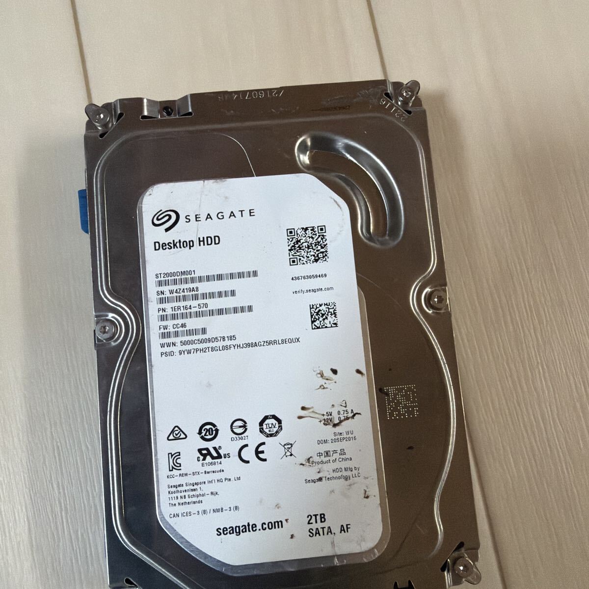 Seagate HDD SATA 2TB 動作品