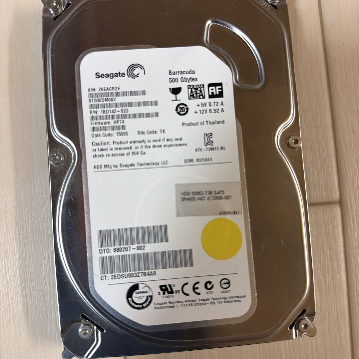 Seagate シーゲート HDD SATA 500GB 動作品