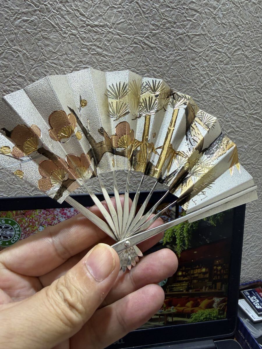 置き物 シルバー 扇　やく　52Gam 