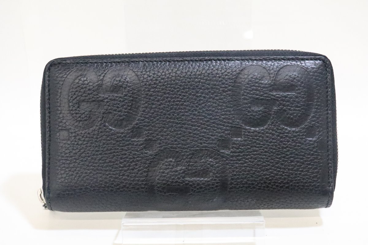 GUCCI ジャンボGGジップアラウンド 739484 黒色 使用回数少 中古良品