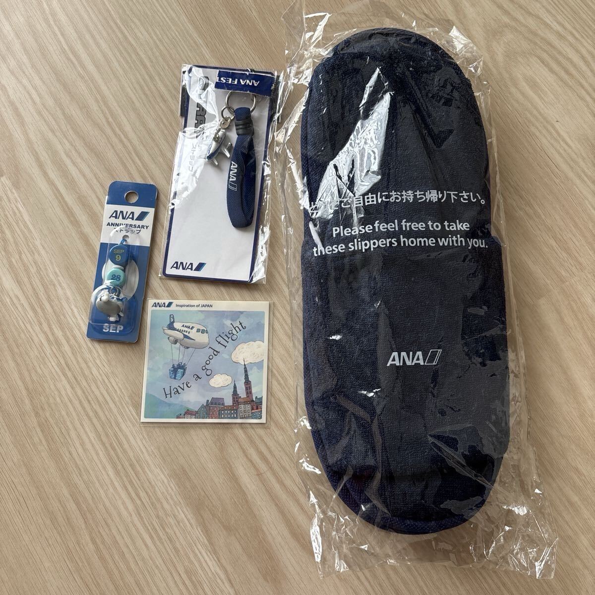 ANA 全日本空輸 スリッパ ストラップ アニバーサリーストラップ ステッカー 飛行機グッズ エアライン 航空会社