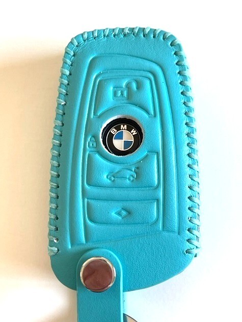 牛革 ジャストフィット BMW スマートキーケース Fシリーズ ミントグリーン色 BMW キーケース BMW F キーケース 1