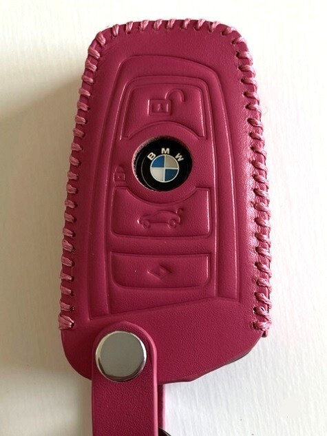 牛革 ジャストフィット BMW スマートキーケース Fシリーズ ローズレッド色 BMW キーケース BMW F キーケース 1