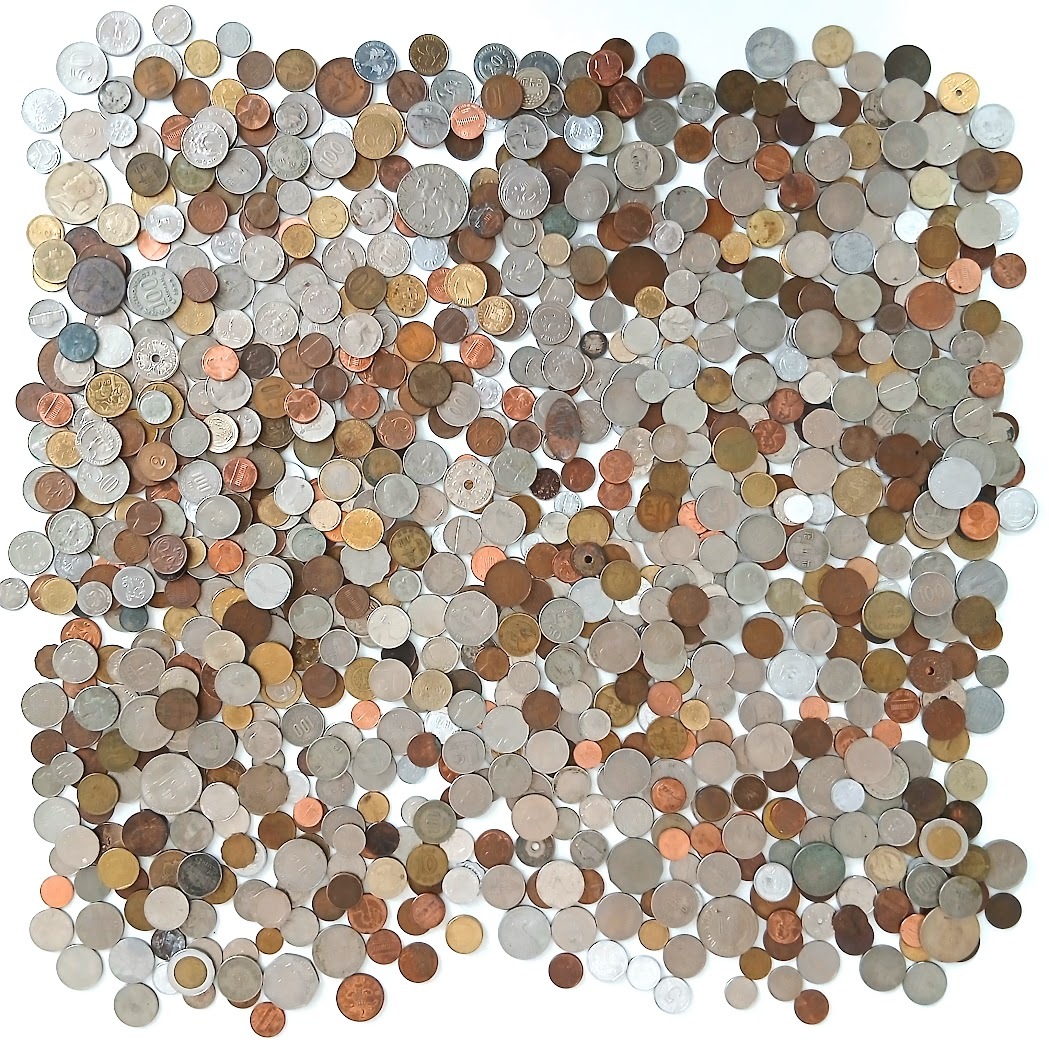 【S-28】外貨おまとめ　アメリカ　アジア　ヨーロッパ他　海外　外国　ワールド　旧硬貨　貨幣　コレクション　総重量約4331g　現状品