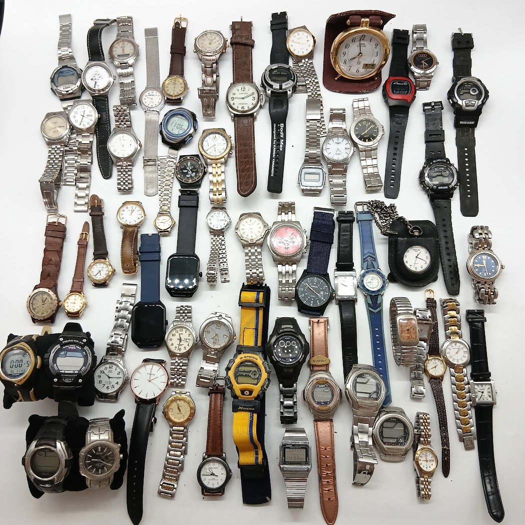 【AM-24】ジャンク時計など60品おまとめ　CASIO　G-SHOCK　SEIKO　ALBA　CITIZENなど含む　メンズ/レディース腕時計　総重量約3194g