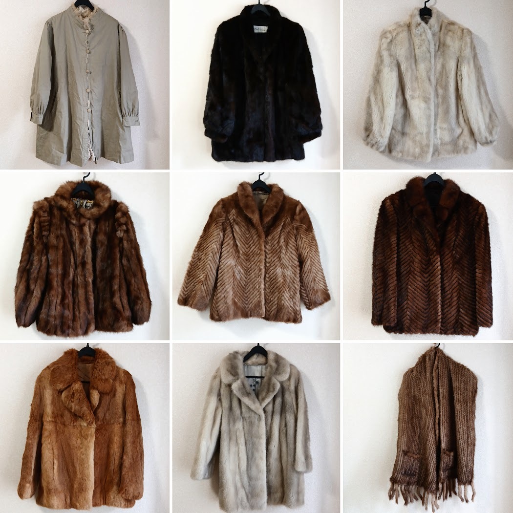 【AM-11②】毛皮9品まとめ　SAGA MINK　サガミンク　Belle Vison　ベルビジョン　ROSSA　ロッサ他　ハーフ/ミドルコート　ショール　銀サガ