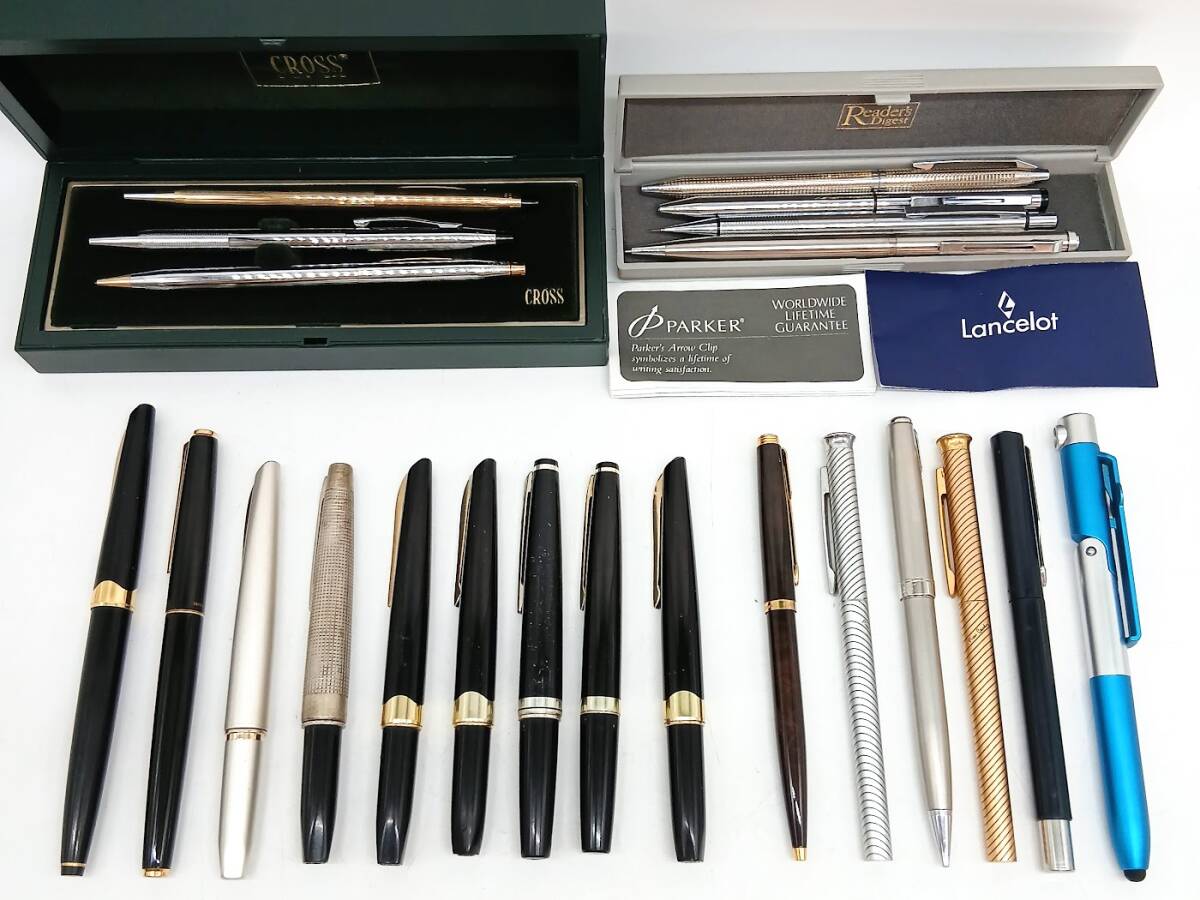 【K-27】18K/14K/STERLING SILVER刻印有り　筆記具22品おまとめ　PILOT　Sailor　PLATINUM　PARKER　CROSS他　万年筆　ペン先　18金　14金