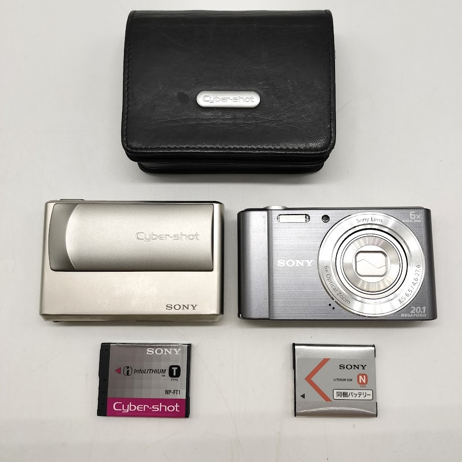 【AN-15】通電確認有り　SONY　Cyber-shot　2品おまとめ　ソニー　サイバーショット　DSC-W810　DSC-T1　デジカメ　バッテリー　ケース