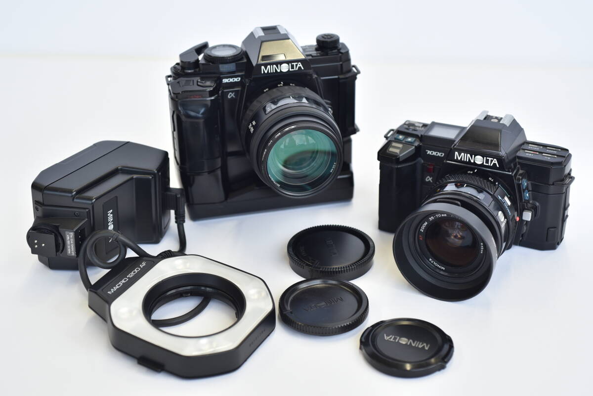 ミノルタα9000　α7000　レンズ2本　リングライト　昭和レトロなフィルムカメラ