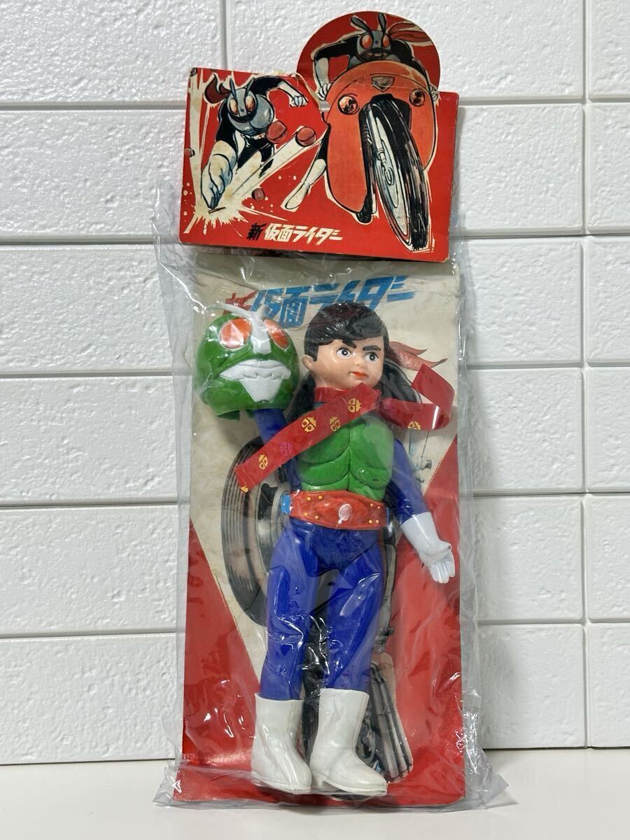 希少 当時物 旧バンダイ 新仮面ライダー ソフビ 面取れ (検) 昭和レトロ ビンテージ 特撮ヒーロー BANDAI ポピー 仮面ライダー 東映