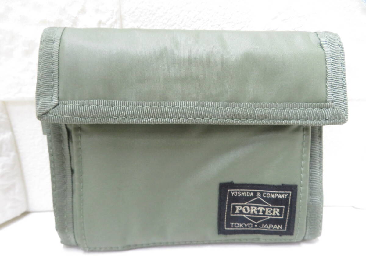 6J093SP4◇PORTER ポーター カプセル カーキ 三つ折り財布　 吉田カバン◇中古品