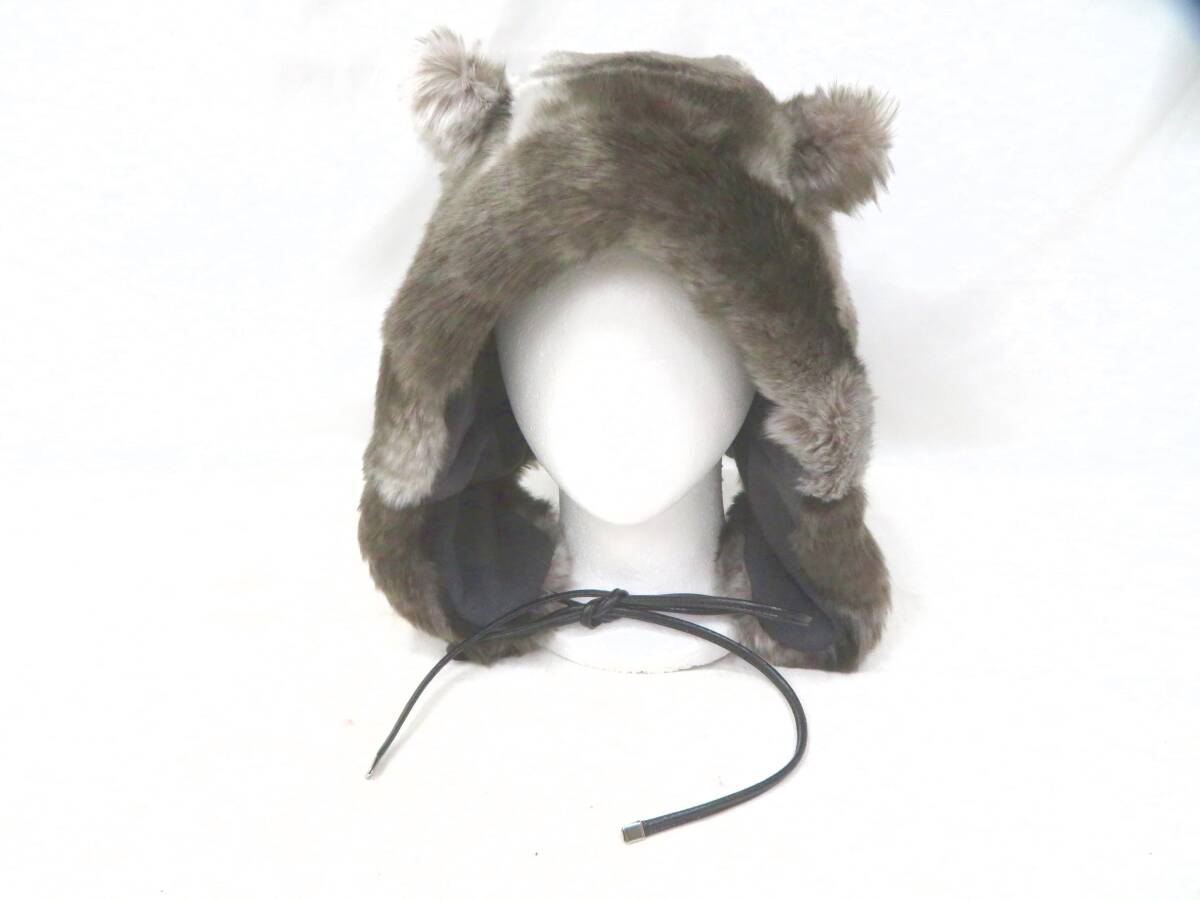 6J142NZ5◇CA4LA カシラ CF HUGHORN　TKU00487　フェイク・ファー　人工毛皮　帽子　フード　耳付　ツノ付◇未使用品