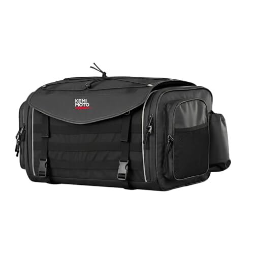 KEMIMOTO シートバッグ 25-30L 拡張可能 ツーリングバッグ 大容量 防水加工+レインカバー付き バイク リアバYuR