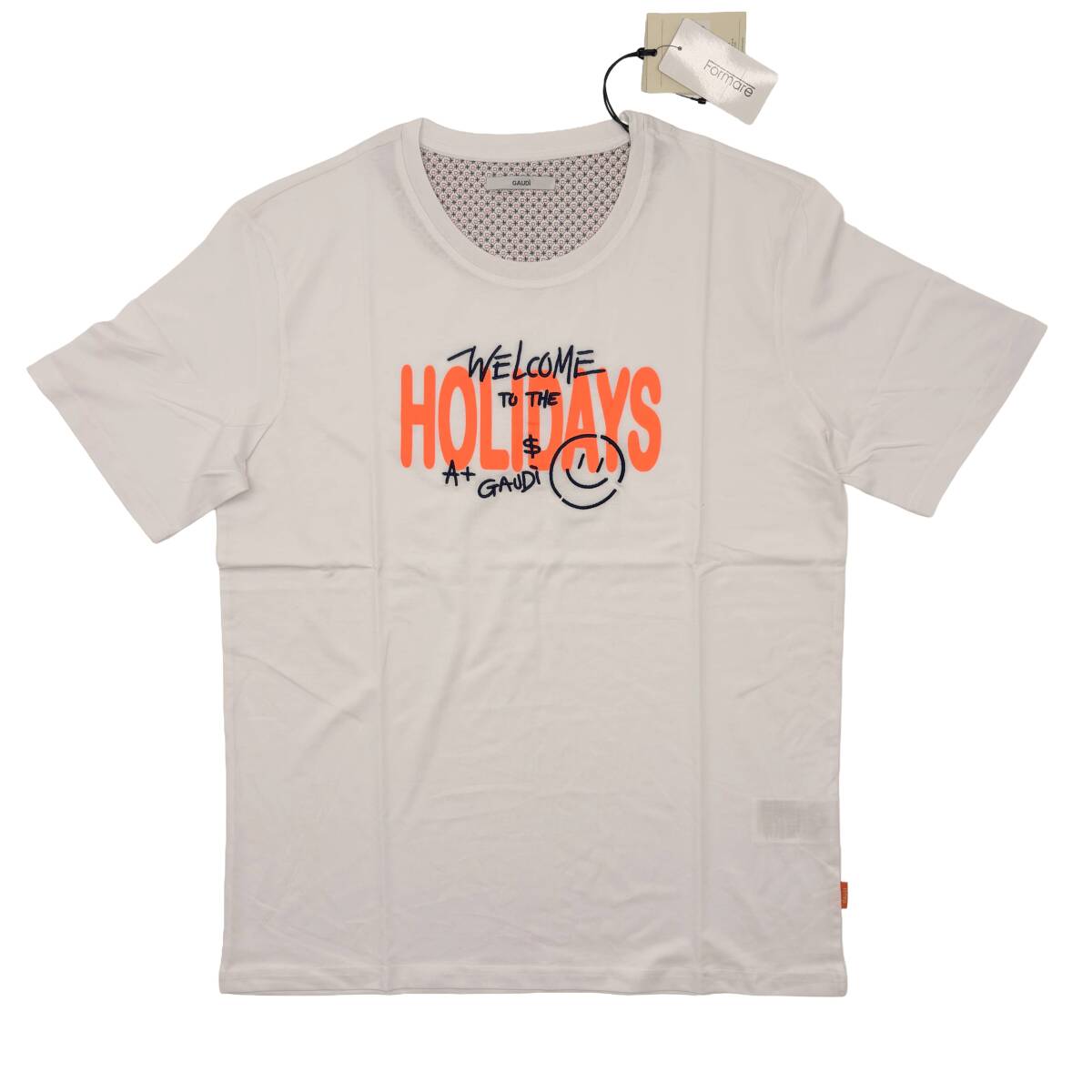 【サイズ選択】新品◆26年SS◆定価10780円◆GAUDI JEANS / ガウディ◆HOLIDAYS スマイル Tシャツ◆ホワイト/白◆ニコちゃん　スマイリー