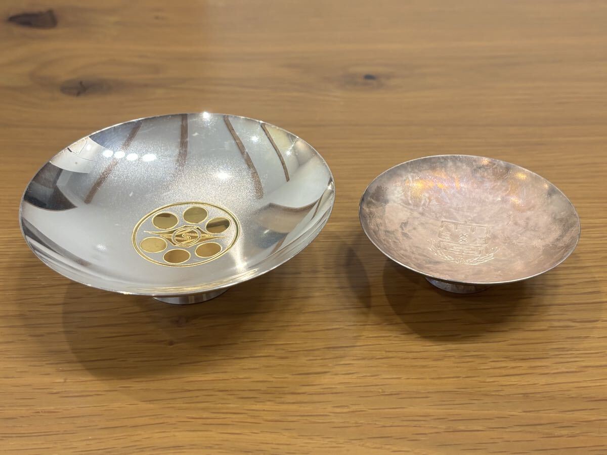 純銀 銀盃/銀杯 2点まとめ売り 総重量 約137.27g FINE SILVER 酒器 記念刻印あり