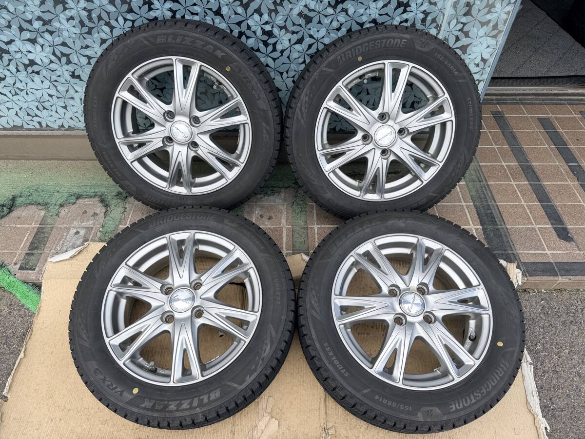 HOTSTUFF Exceeder 14インチ 4.5J +43 PCD100 4穴/BS ブリザック VRX3 155/65R14 2023年製 4本セット #751-2
