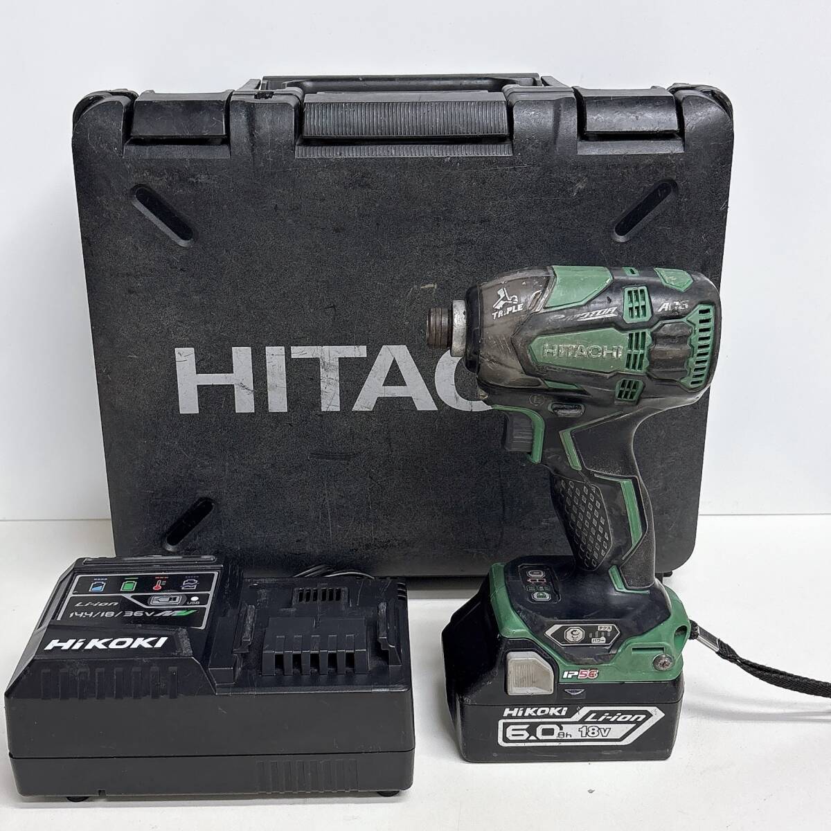日立工機 HITACHI ハイコーキ HIKOKI コードレスインパクトドライバ 18V WH18DDL2 バッテリー 充電器 中古 簡易動作確認済み