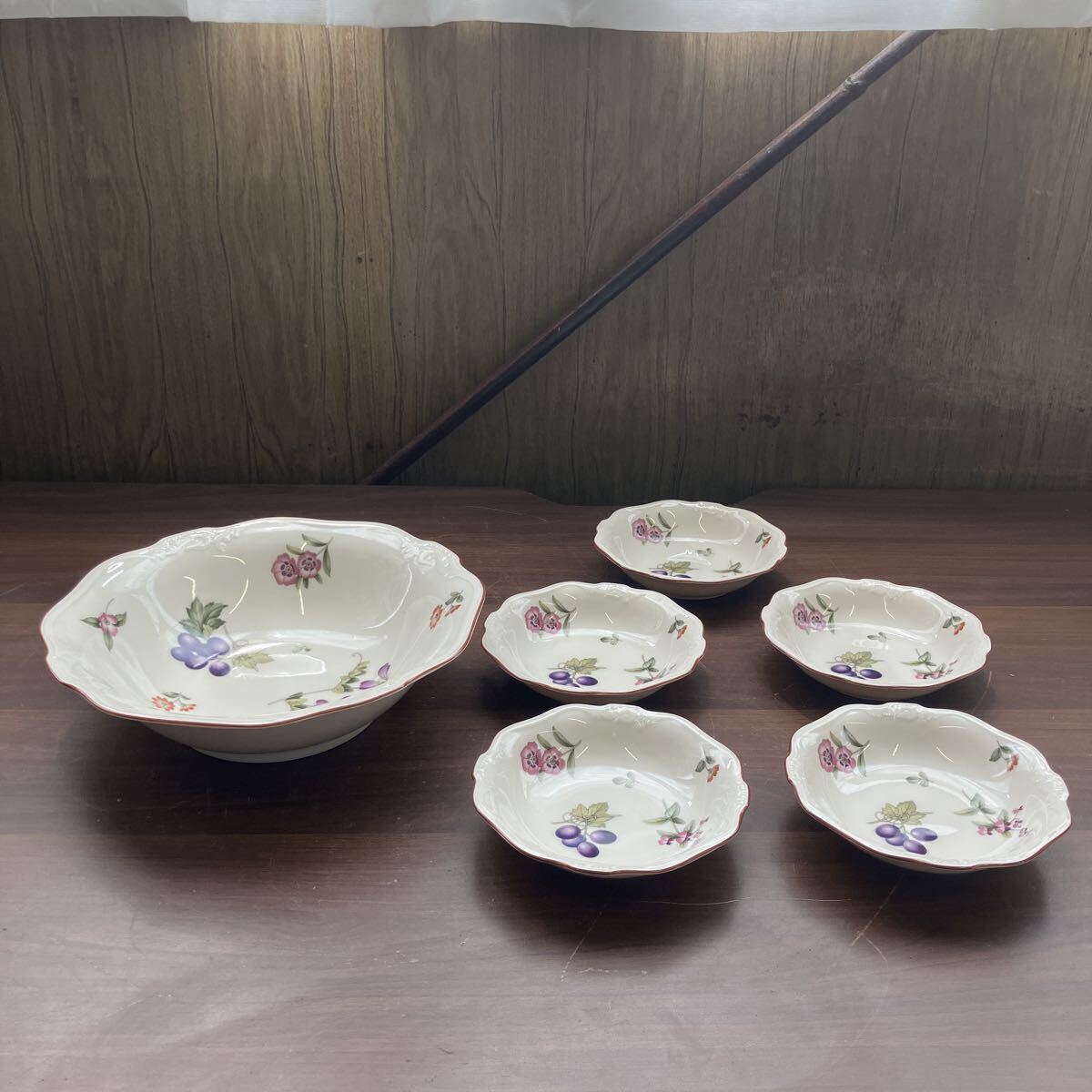 Noritake ノリタケ まとめて 6枚 アイボリーチャイナ マウンテングレープ 花柄 和食器 食器 小皿 ヴィンテージ 陶磁器 昭和レトロ 当時物
