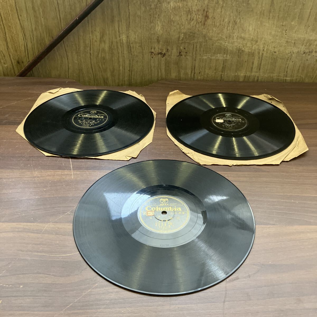 希少 Columbia SPレコード 3枚 まとめて コロンビア 27421 27715 27422 新田歌頭 昭和レトロ 当時物 佐渡おけさ 民謡 大繁三郎 ①