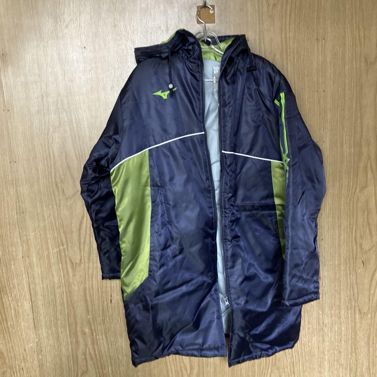 ベンチコート MIZUNO ネイビー ミズノ M ロングジャケット 中綿 箱根駅伝 読売新聞 