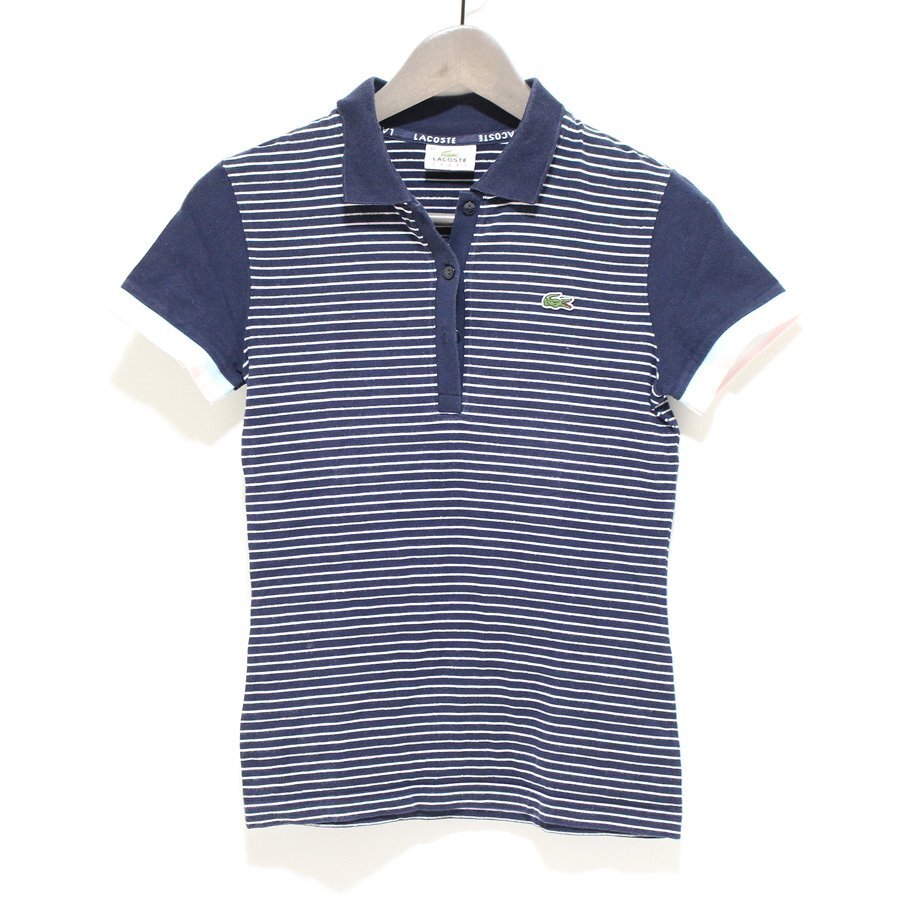 LACOSTE ラコステ ボーダー ロゴ 半袖 ポロカットソー 40