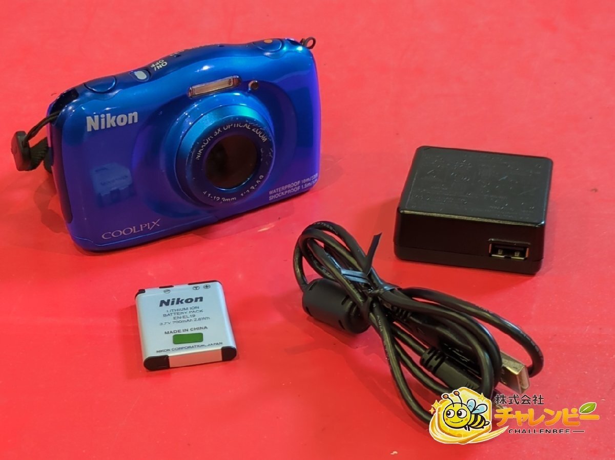 1円～　Nikon　ニコン　COOLPIX S33　防水　多機能　タフボディー　コンパクトデジタルカメラ　バッテリー付属　動作可