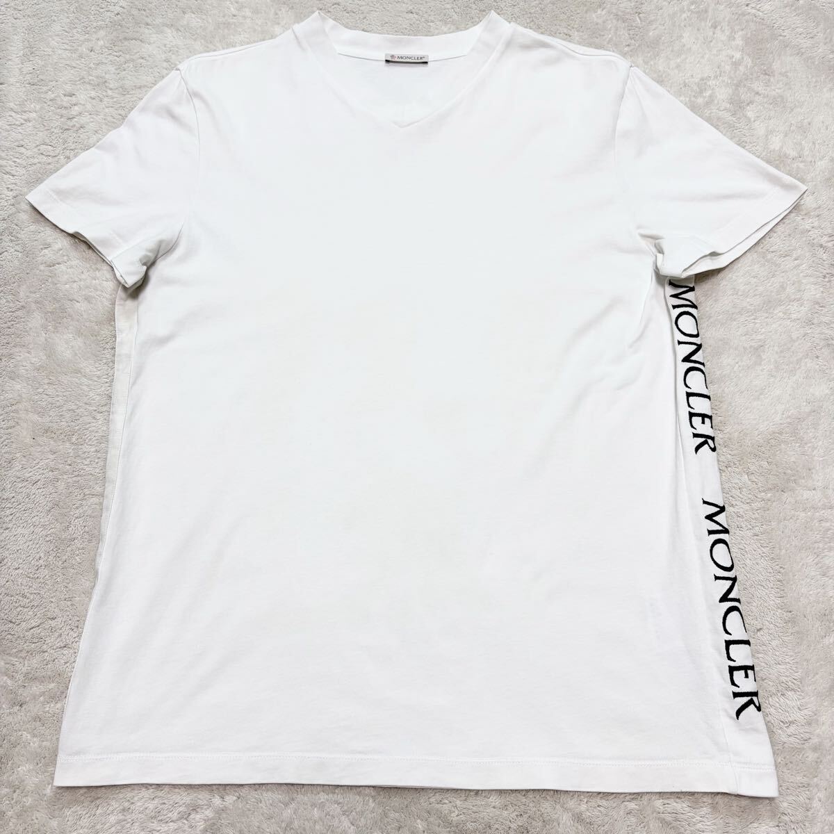 極美品!/確実正規品/XLサイズ●モンクレール MONCLER Tシャツ 半袖 脇下ビッグロゴ ホワイト マグリア MAGLIA トップス メンズ 大きい 白